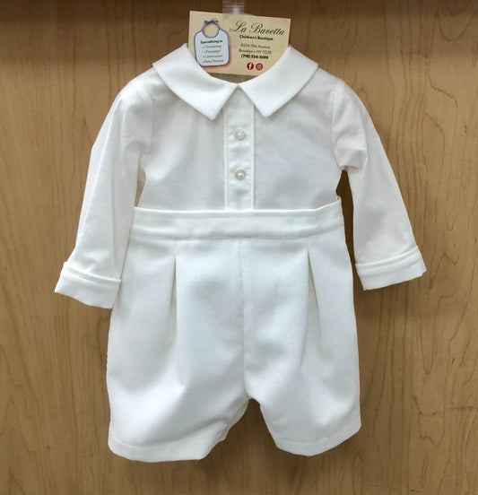 White cotton/velveteen winter shorts Romper