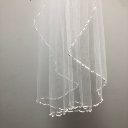 White communion veil  with pearls and rinestones