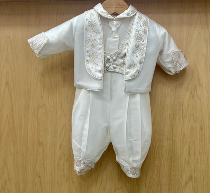 Piccolo  Bacio Antonio Gold Brocade Baptism Suit