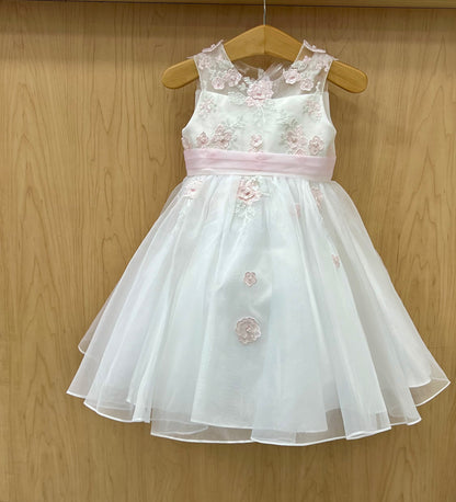 Organza pink & white dress 070154 Sarah Louise