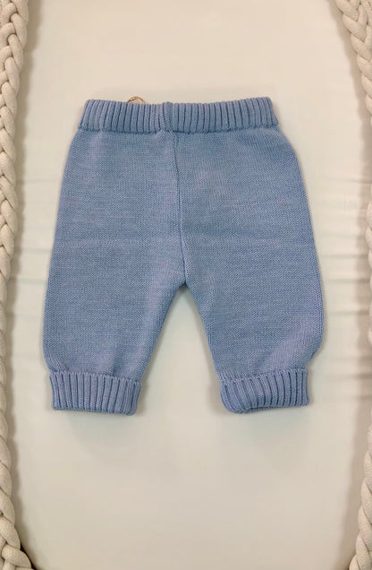 Baby Boys 2pc Ribbed Blue Pants set Made In Italy