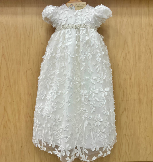3D floral applique christening gown