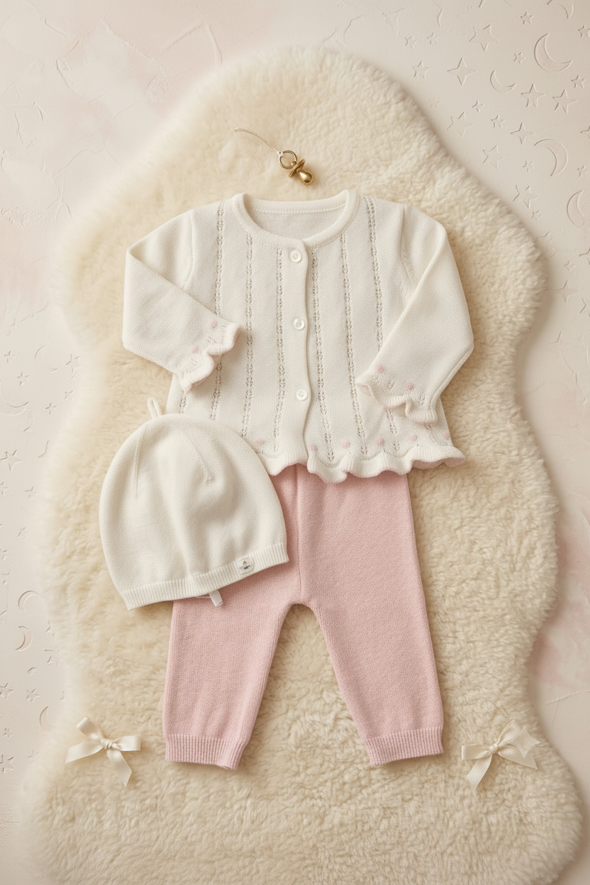Baby Girl 3-Piece Knit Layette Set