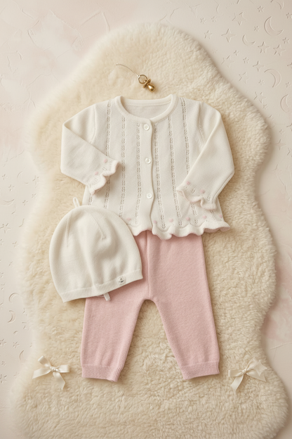 Baby Girl 3-Piece Knit Layette Set