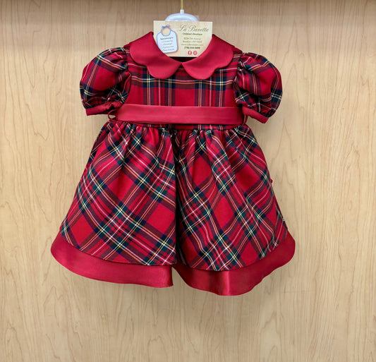 Girls Red Tartan Plaid Holiday Dress Made In Italy
