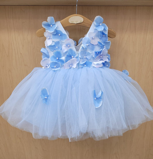 1st Birthday Dress blue butterfly
