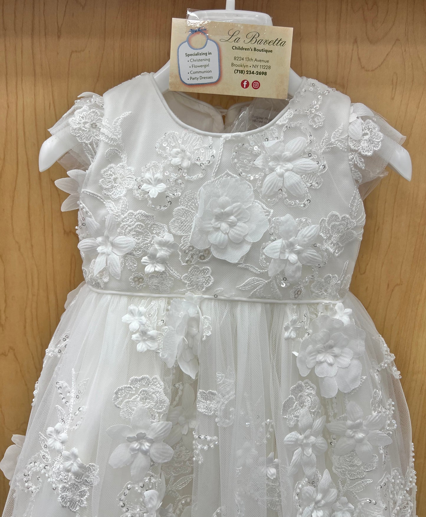 3D lace christening Dress
