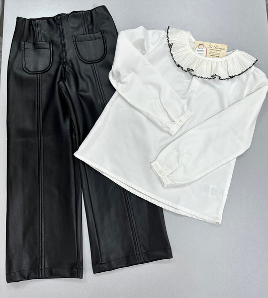 DK403 pleather pants set