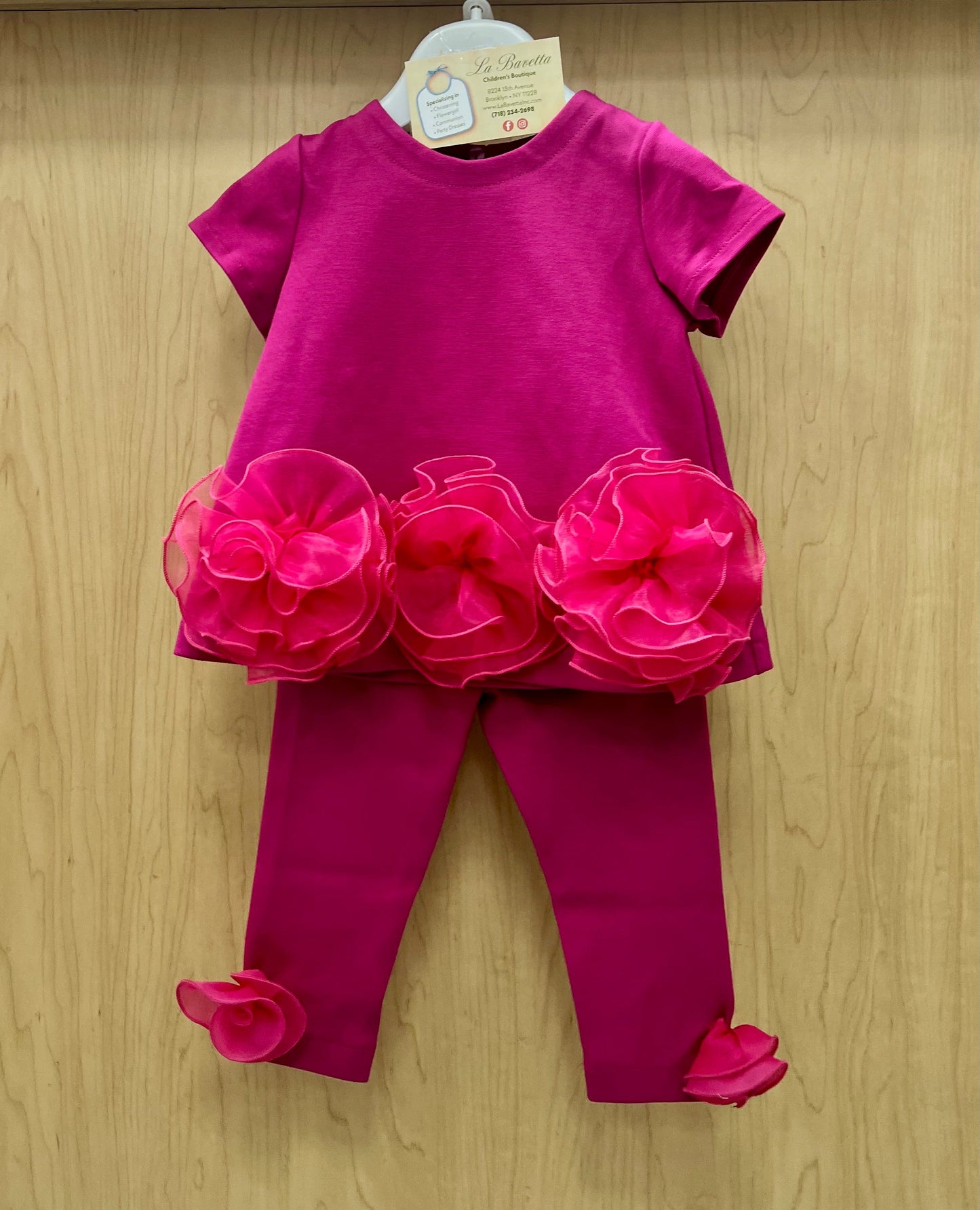 Girls Fuchsia Rose 2-Piece Set Made In Italy