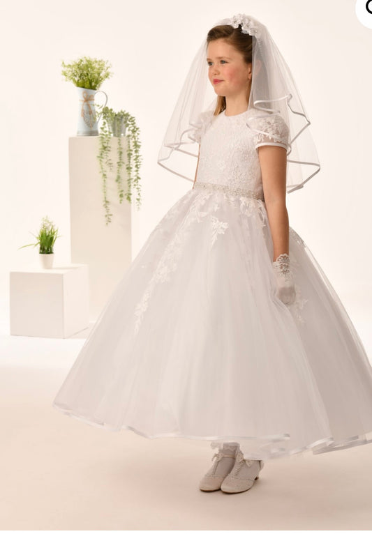 First Communion Dress sweetie pie sheer sleeve