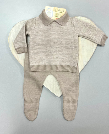 Baby Boy knit brown/ beige set Made In Italy