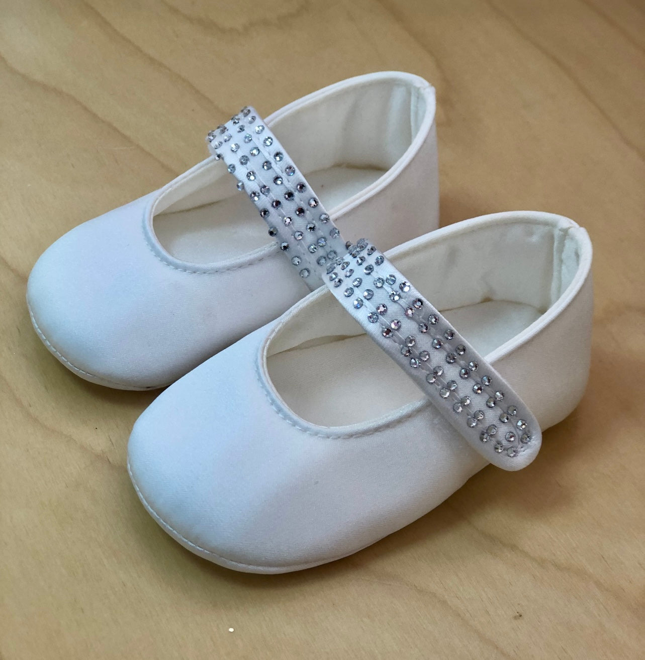 Bimbalo christening shoes for girls with rhinestone strap