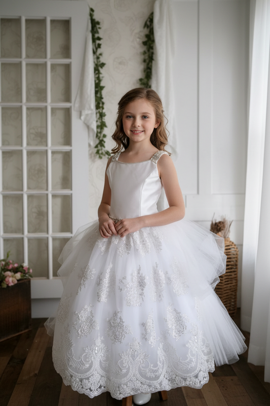 Lourdes couture communion dress by Christie Helene