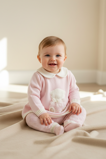 Knit ivory/Pink 2pc set made In Italy