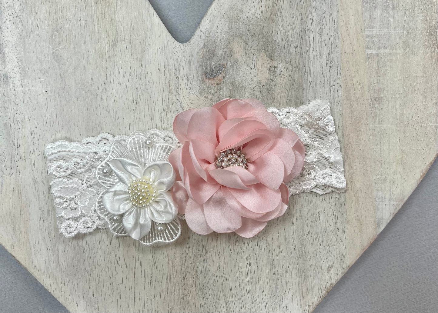 Baby Girl TuTu Ivory Lace & Blush Pink Flower 3- Piece Set
