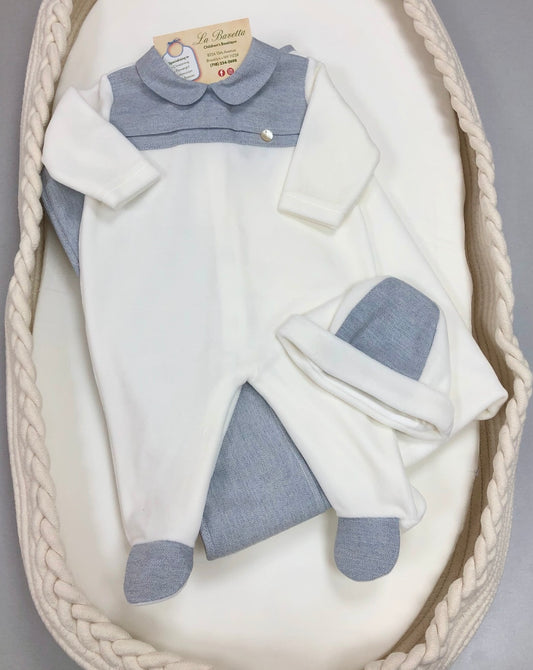 Take me home Boys velour Romper set