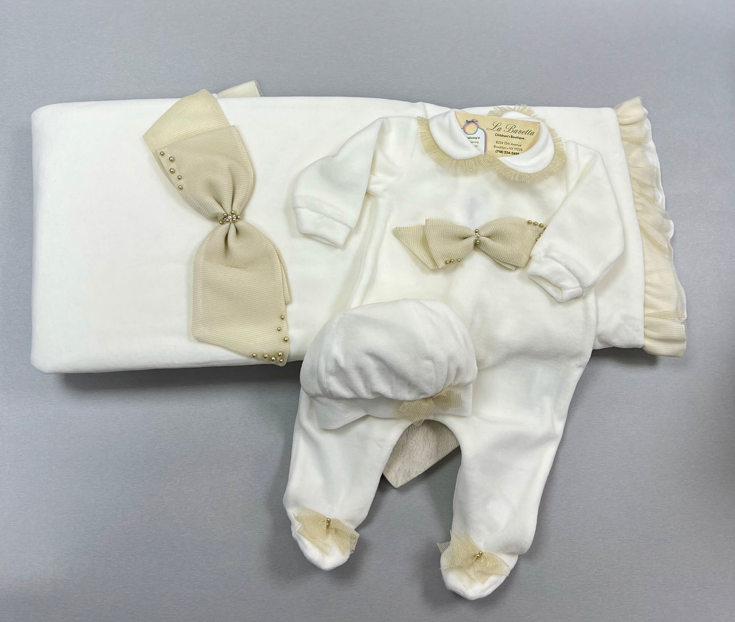 Bimbalo Baby girls velour take me home set made in Italy 7302
