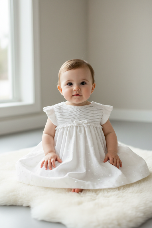047-30074 white cotton/linen knit Dress