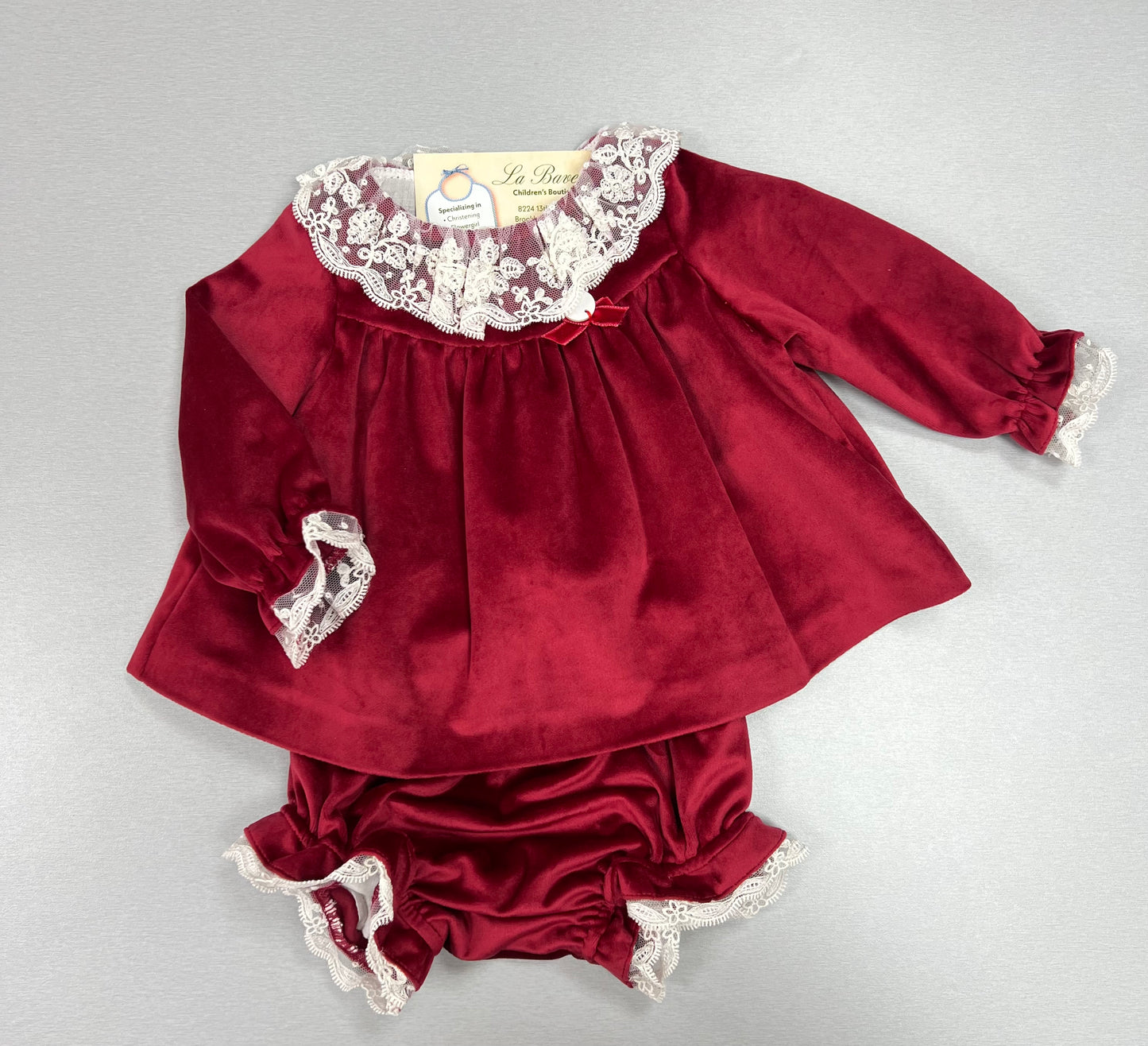 Red Velvet Baby Dress Set | Holiday season | La Bavetta | New York