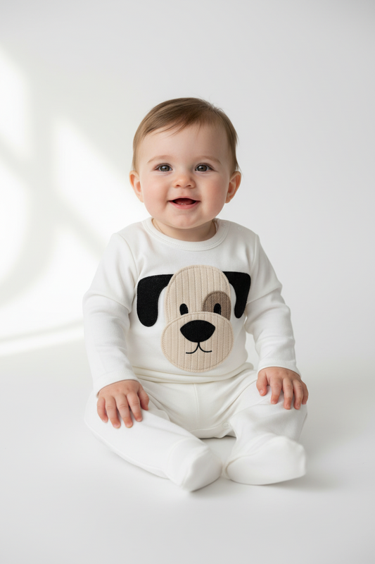 2pc cotton pants set with doggie