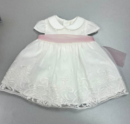 Baby Rosette Dress With Pink Sash