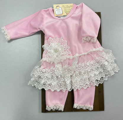 Katie Rose pink Blair 2pc velvet pants set