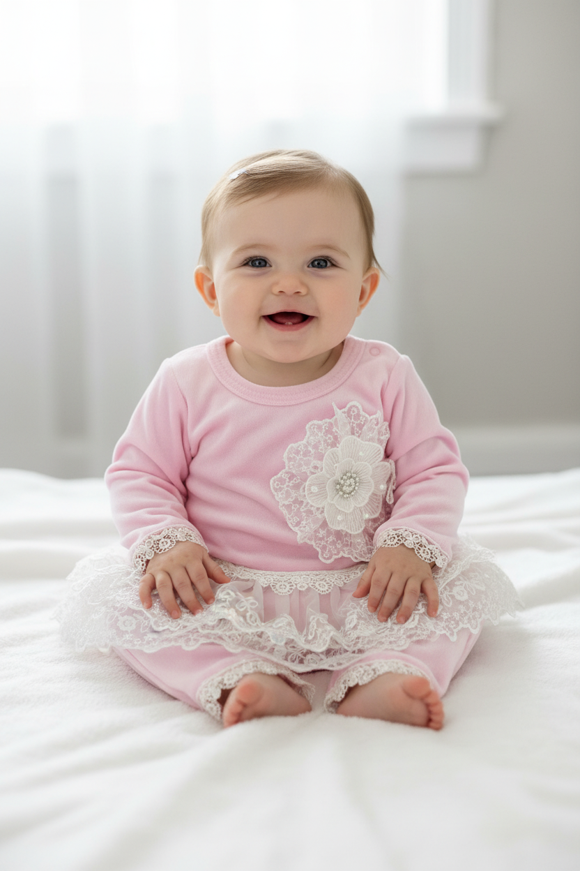 Katie Rose pink Blair 2pc velvet pants set
