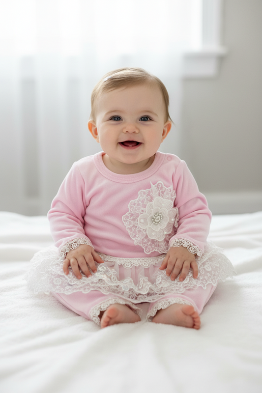 Katie Rose pink Blair 2pc velvet pants set