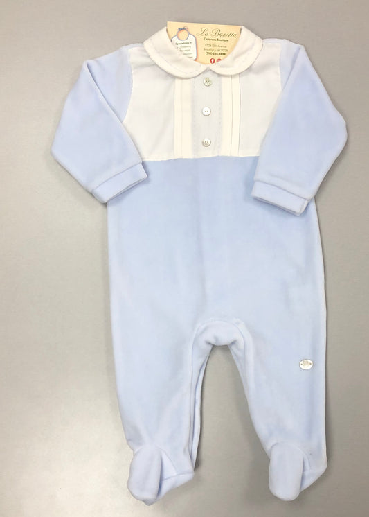 Powder Blue velour Onsie Romper