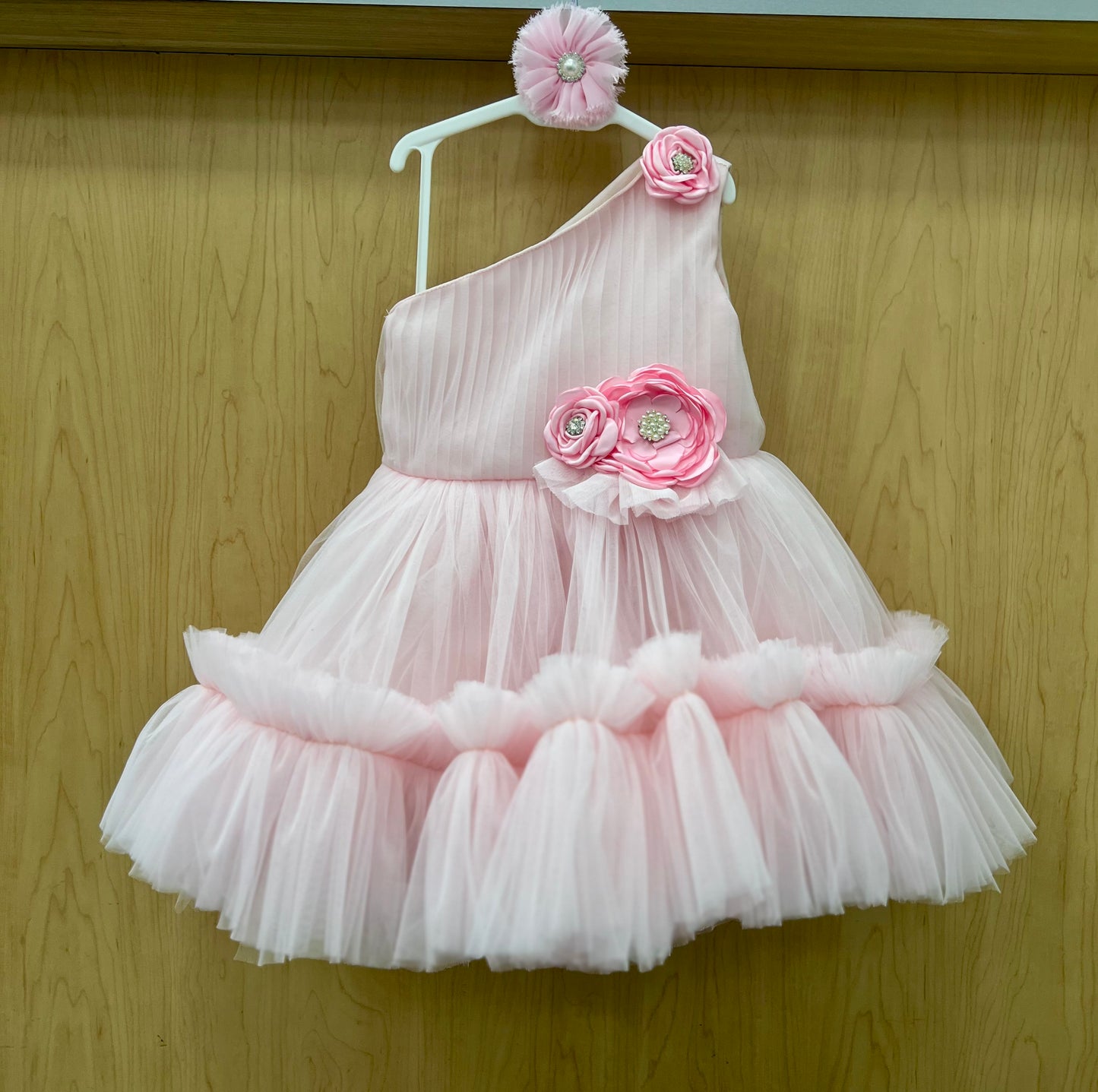 One shoulder Pink  Party Dress