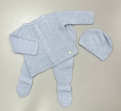 Baby Cable Knit 3-Piece Take-Home Set – Blue