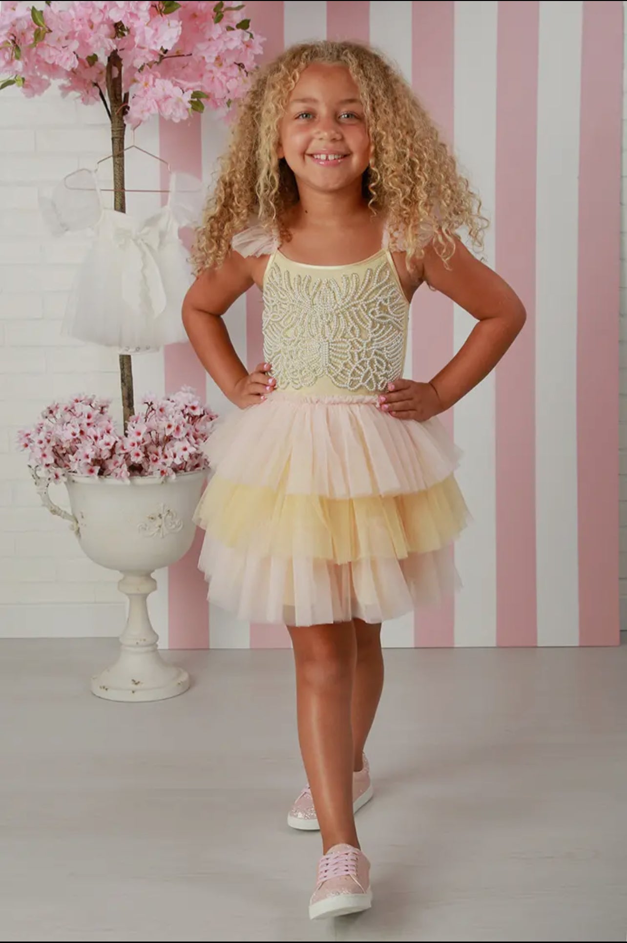 Clara ooh la la yellow/blush Dress