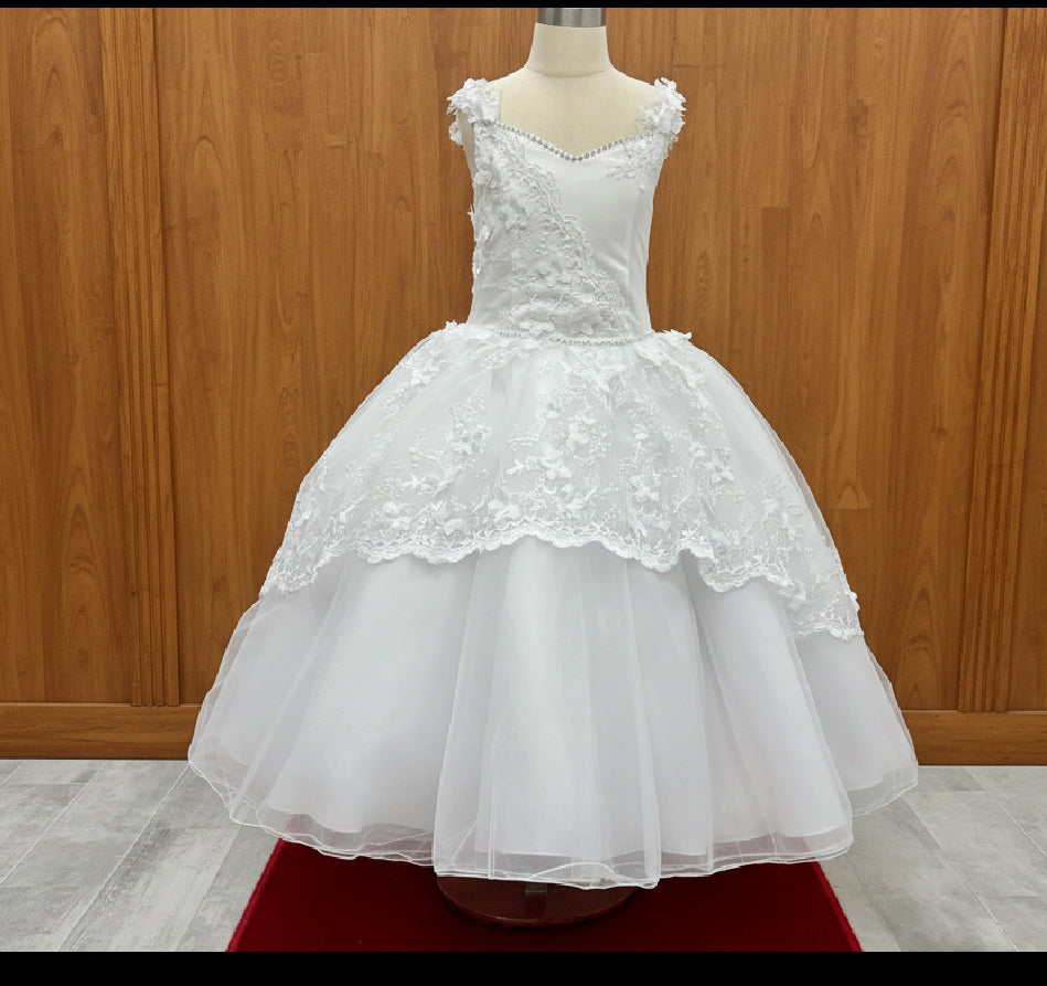 Communion Dress with lace overlay