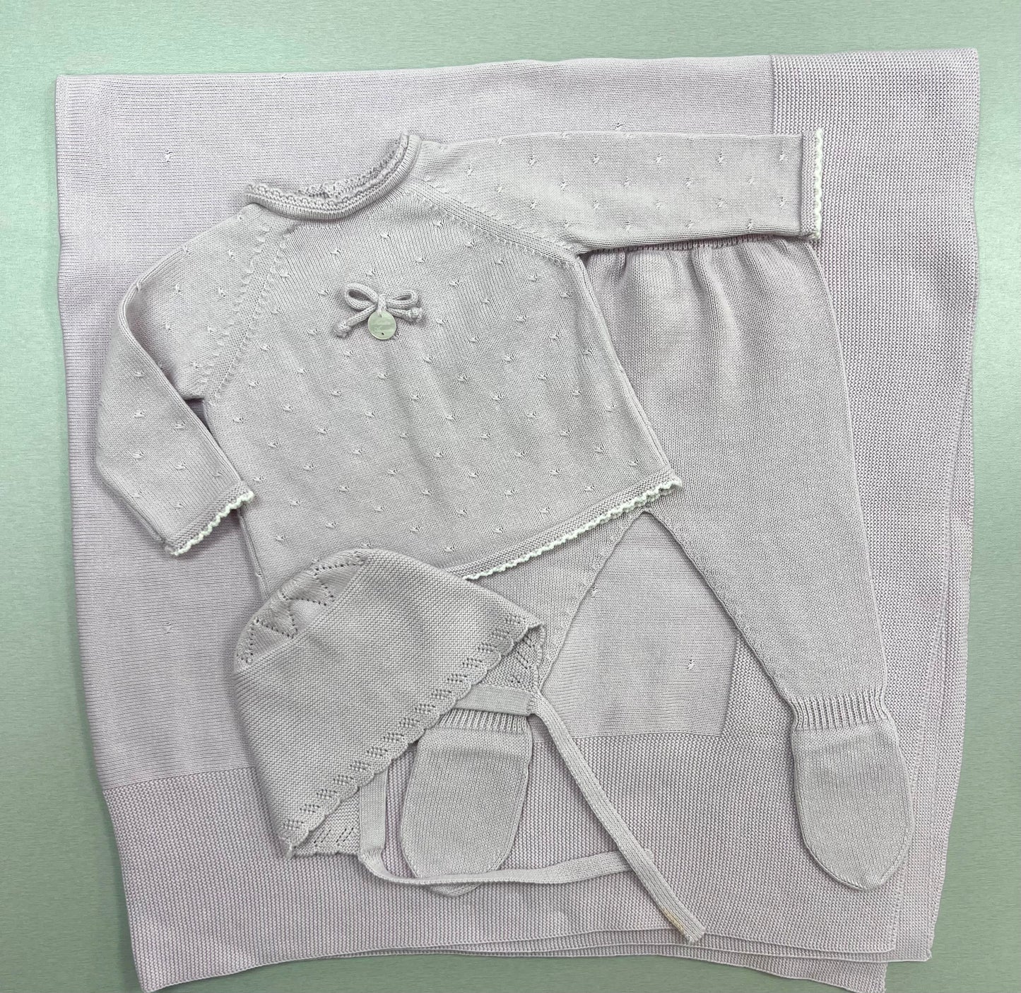 Cotton knit lavender girls take me home set 004-11225