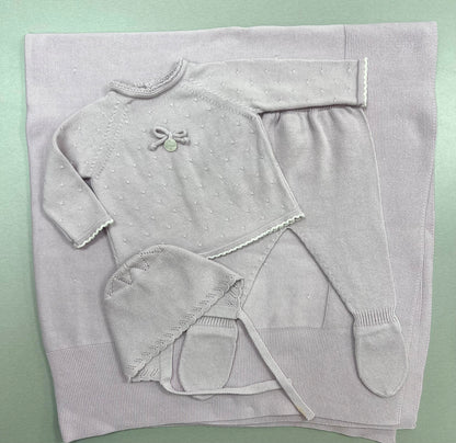 Cotton knit lavender girls take me home set 004-11225