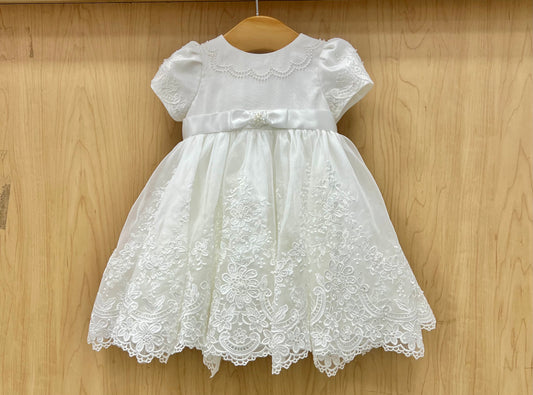 Diamond white Short lace bottom Christening Dress
