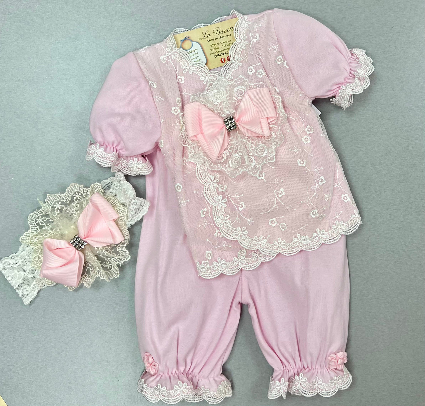 Pink Lace Loriana Baby Girl Set