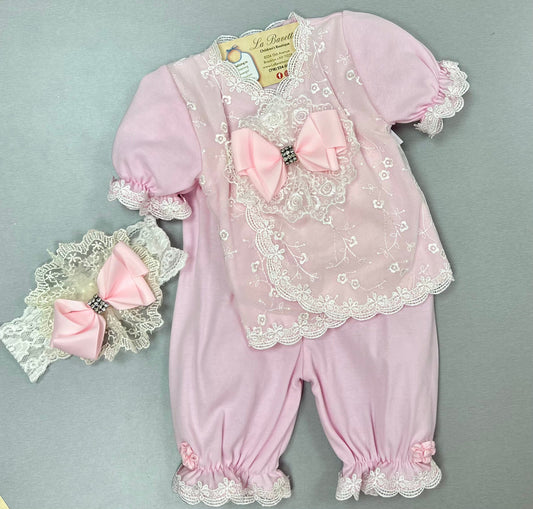 Pink Lace Loriana Baby Girl Set