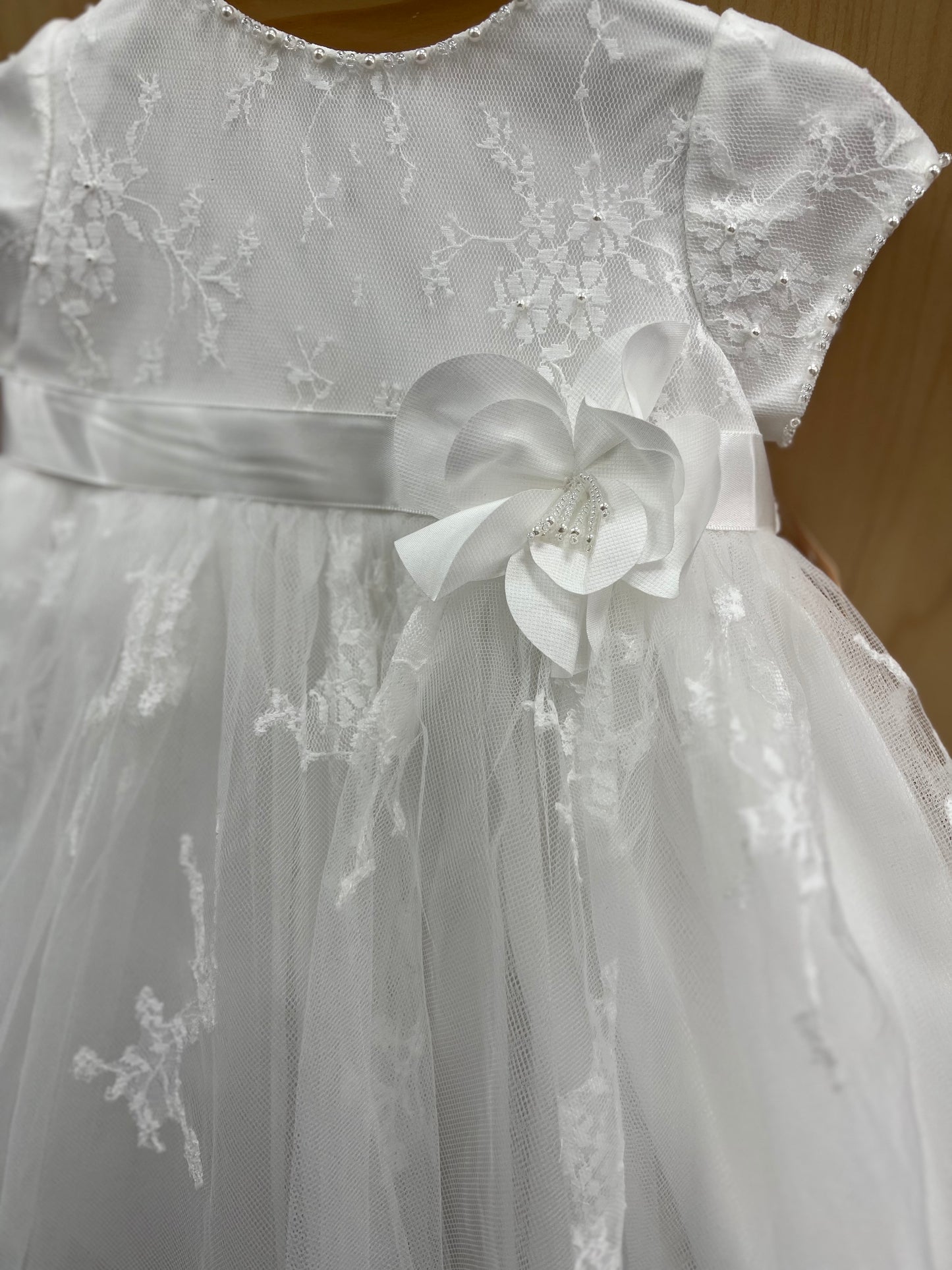 French Lace Short Christening  Dress