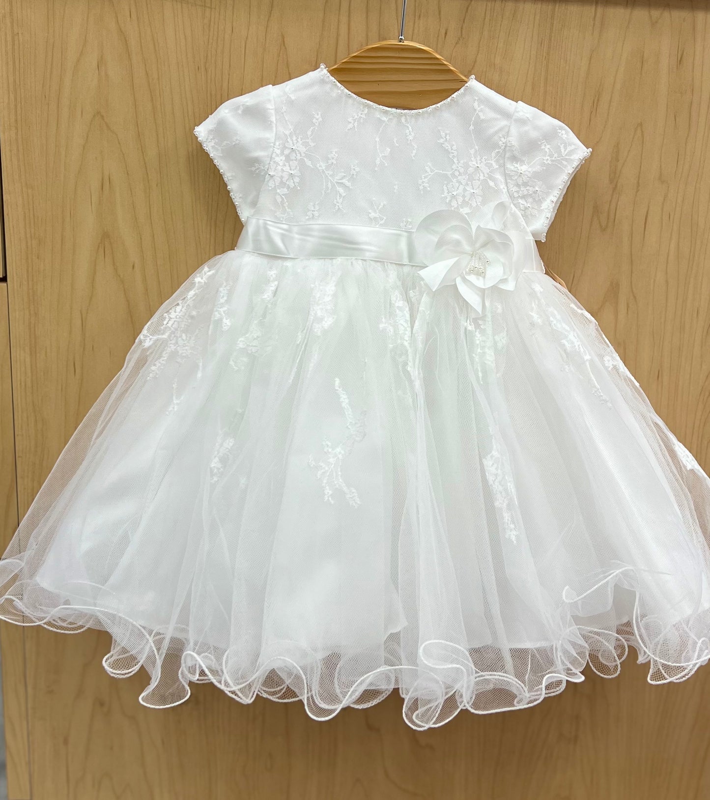 French Lace Short Christening  Dress