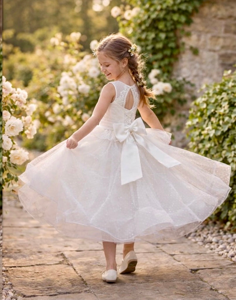 White Dress with Lace Detail Made In Italy