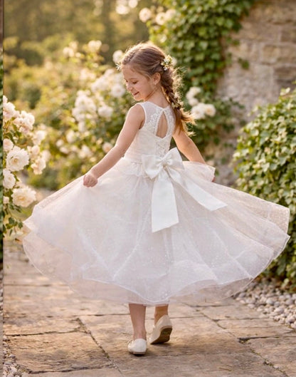 White Dress with Lace Detail Made In Italy