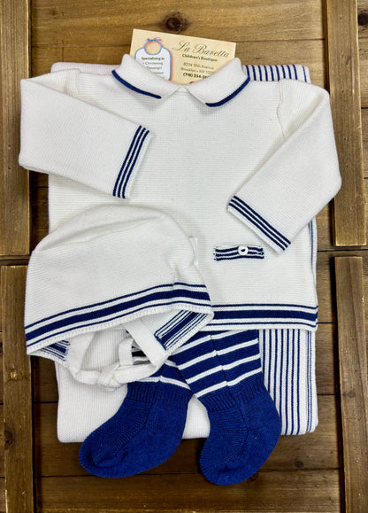 Navy & White Knit Baby Take-Home Set