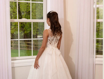 Sheer neckline communion Dress