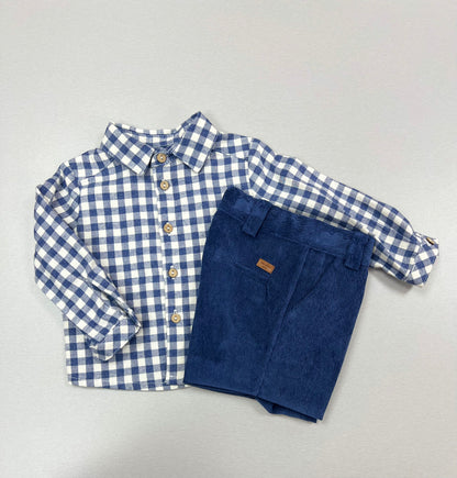 Navy Gingham Outfit for Boys