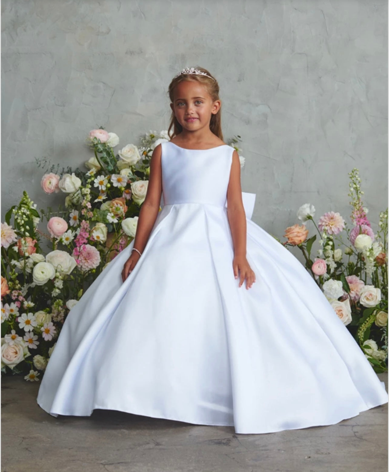 Micado Flower girl Dress with train and big bow