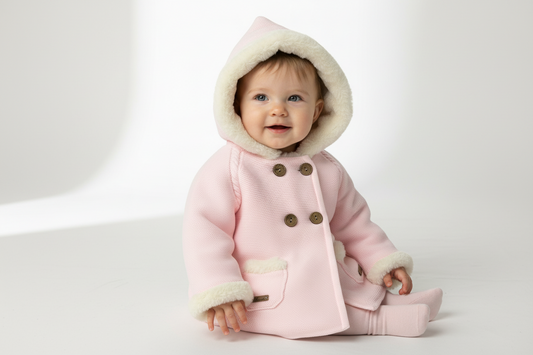 Hooded Baby Jacket with Faux Fur Trim