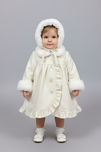 Winter wonderland : girls faux wool fur coat & bonnet