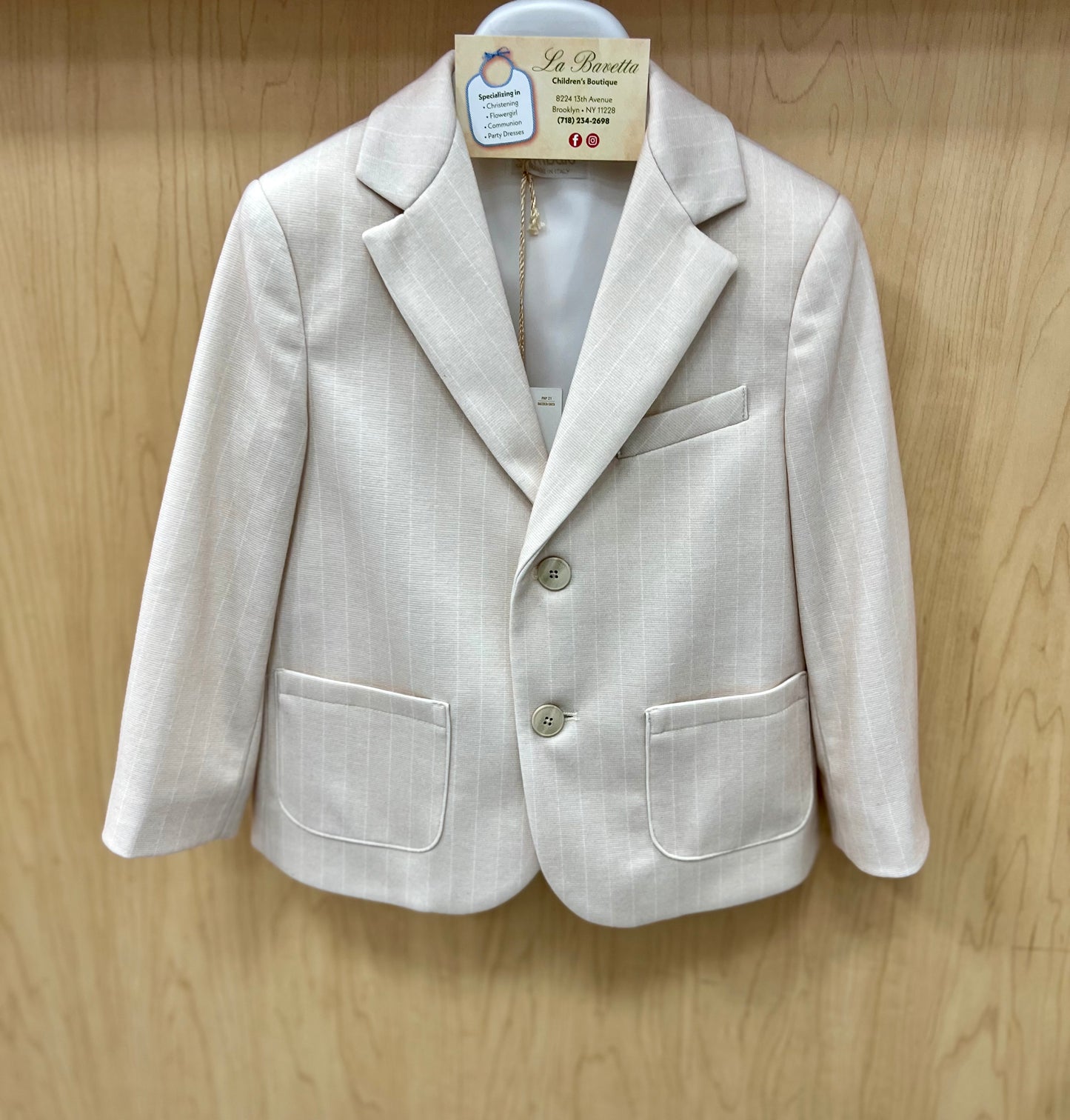 Pinstripe Tan Boys Blazer 7893 Made In Italy