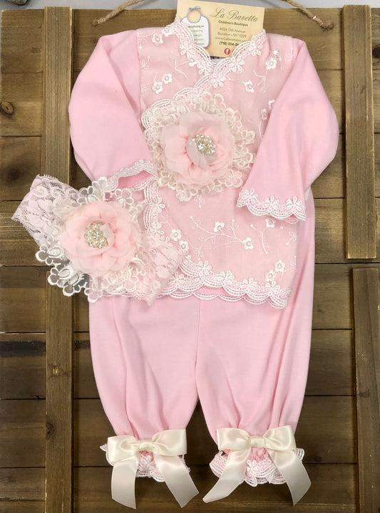 Miss Kim 3pc pink fancy pants set by Katie Rose